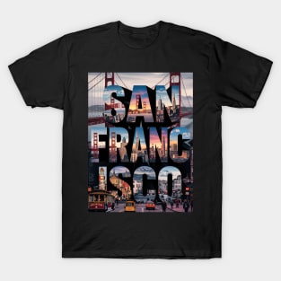 San Francisco Typography Travel Art – Golden Gate Bridge Urban T-Shirt